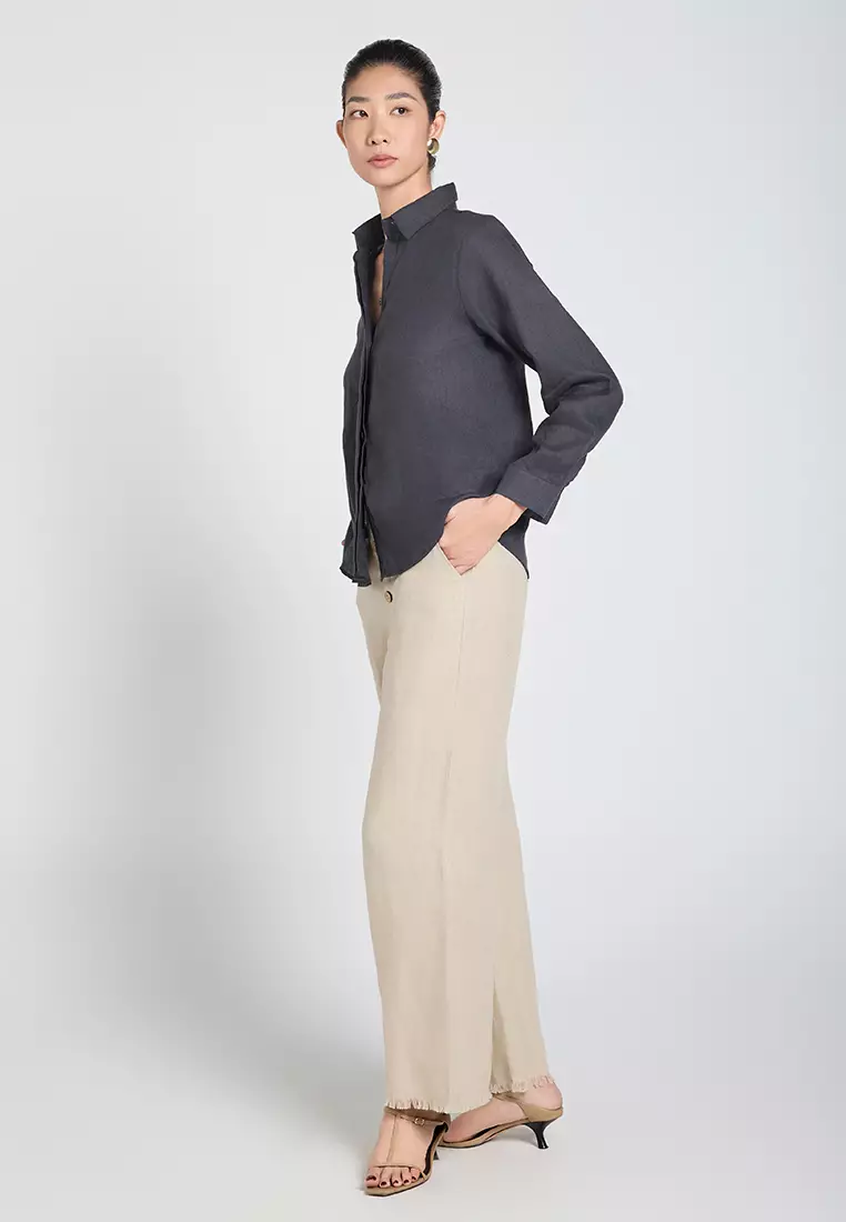 Basic Long-Sleeve Linen Shirt