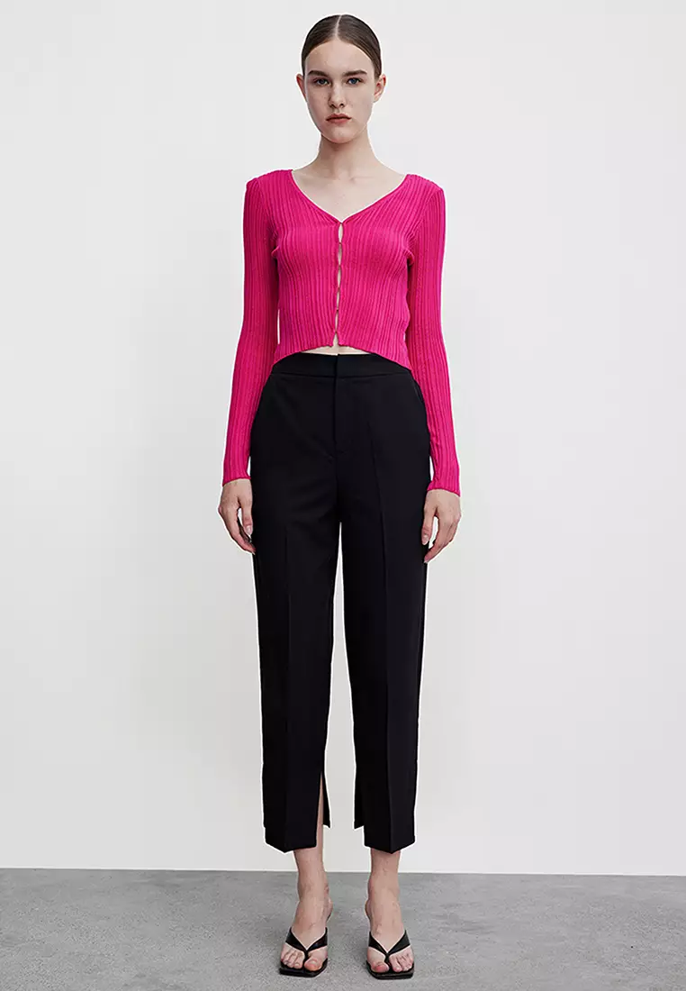 Standard Sleeves V-Neck Knitted Cardigan