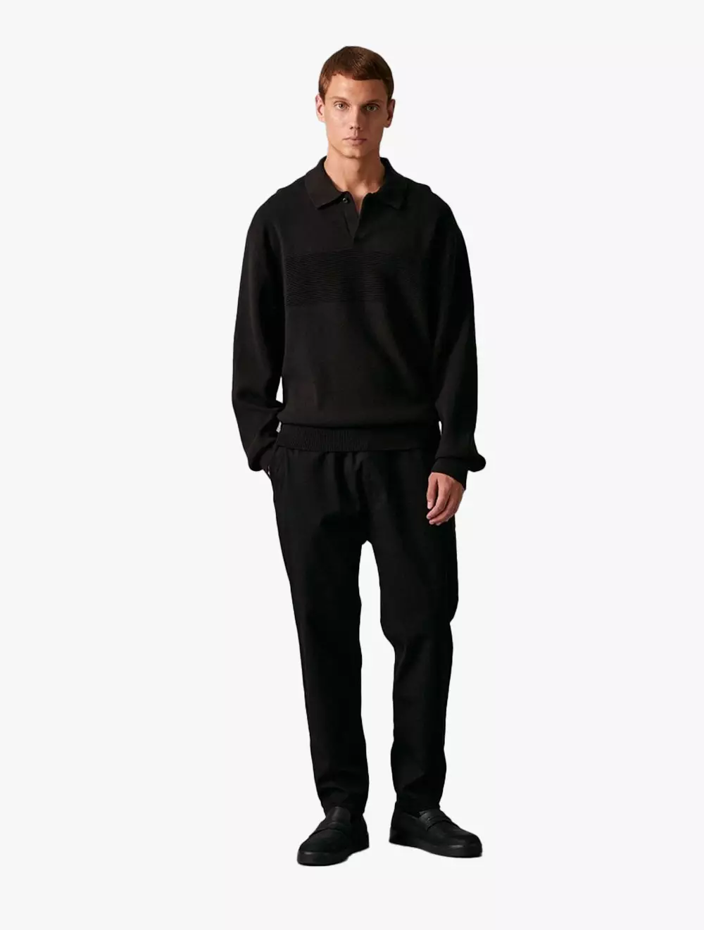 Calvin Klein Jeans - Rugby Knit Polo Sweater - Black - black