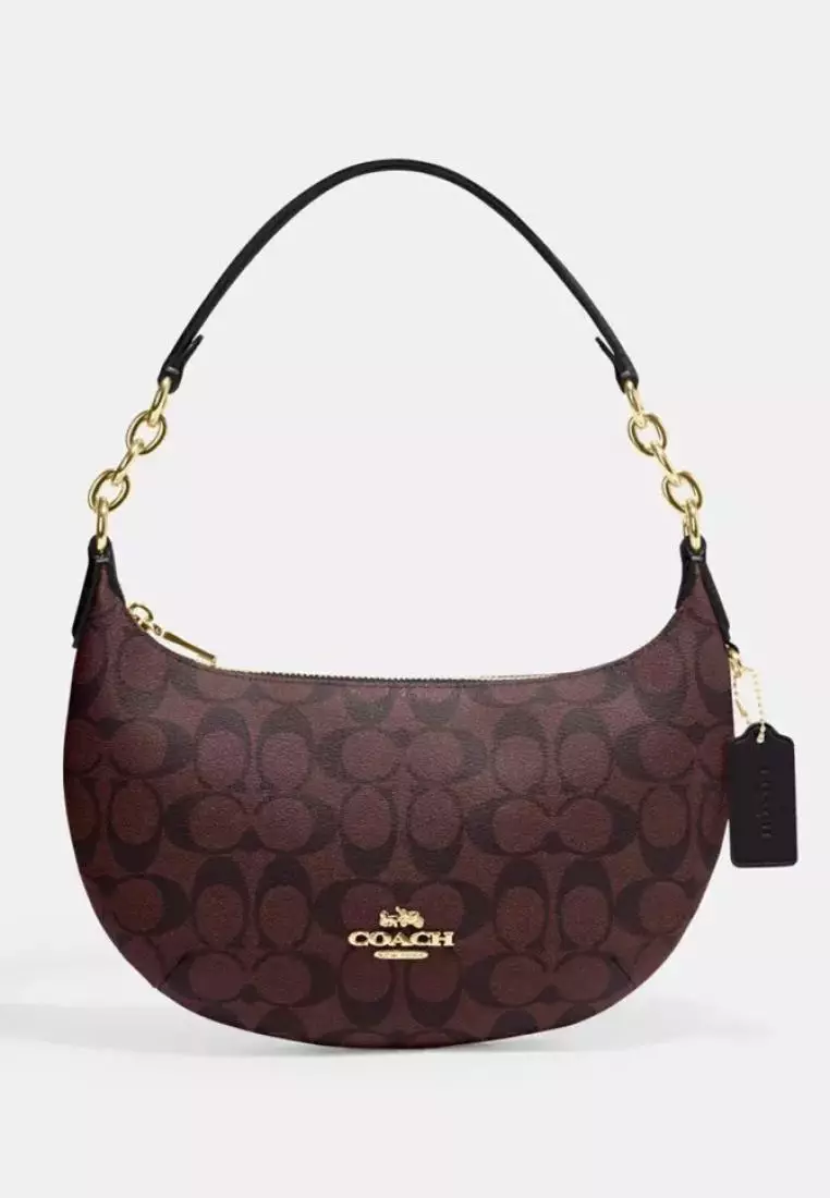 Jual COACH Coach Payton Hobo In Signature Canvas Oxblood Multi Original