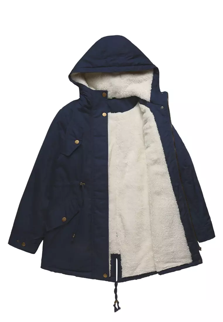 Fleece-lined Hooded Cotton Coat AD-D337