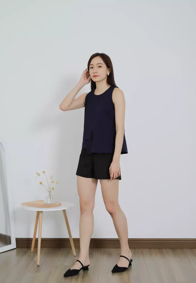 Buy MMRS. Garb Mallory Asymmetric Hem Top - Navy 2024 Online | ZALORA