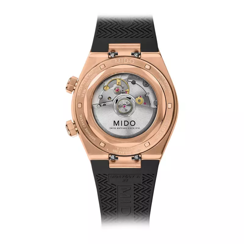 Jam Tangan Pria MIDO Multifort 8 M047.507.37.051.00 Two Crowns Octagonal Black Dial Black Rubber Strap