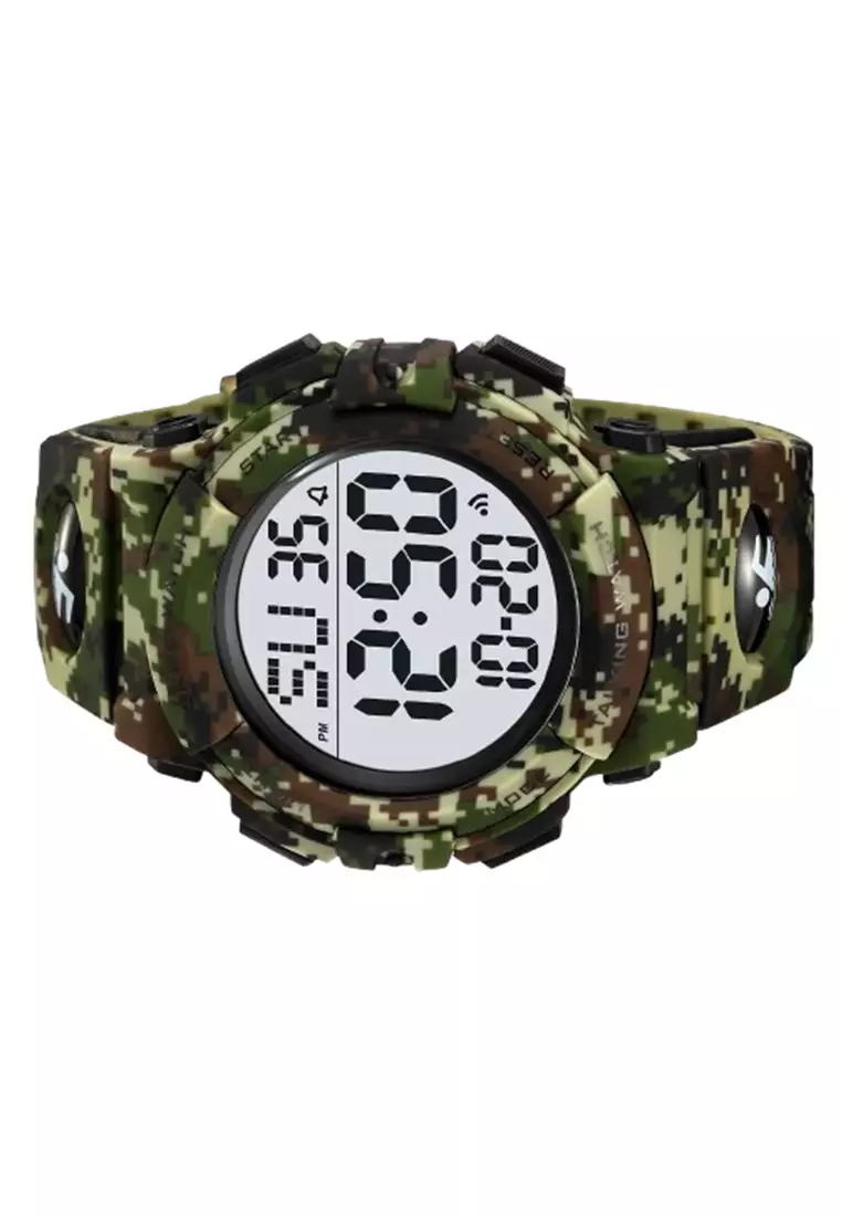 Jam Tangan Digital Pria 2322 Rubber Water Resist ORIGINAL - Camo Green