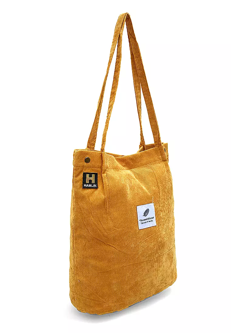 Millane Totebag Wanita Polos Kasual Large Storage Material Soft Corduroy ORIGINAL - Yellow