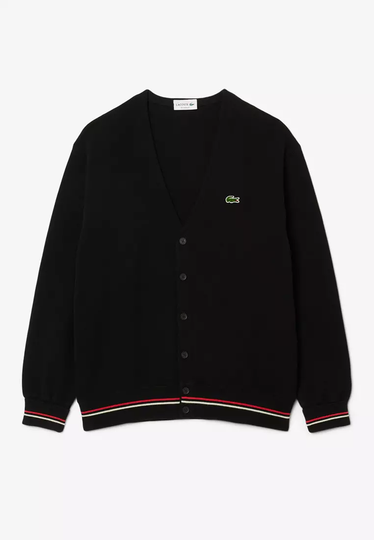 Buy Lacoste Relaxed Fit Stripe Detail Cotton Cardigan 2025