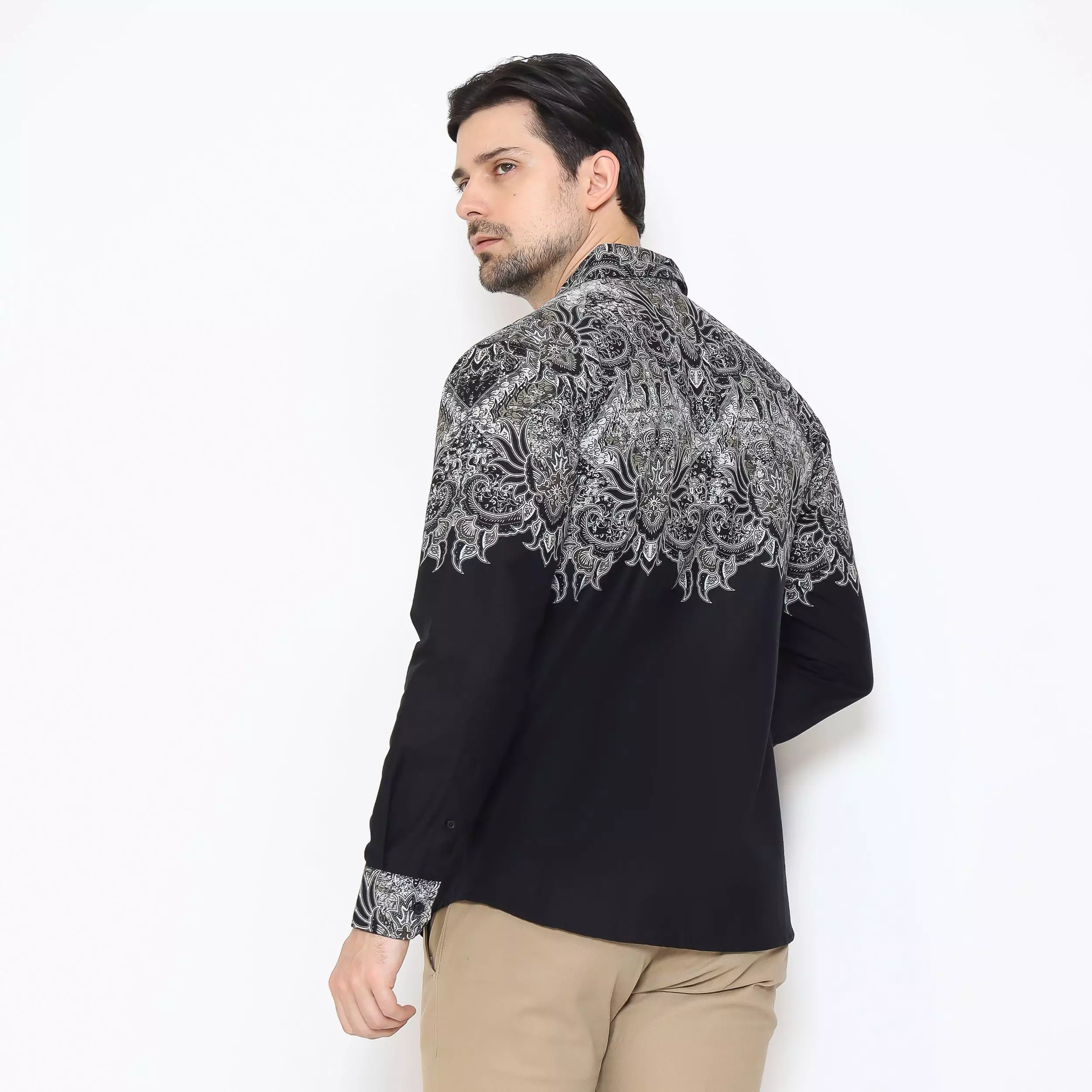 AMK Kemeja Batik Pria Lengan Panjang SHB Sharga Ls Black