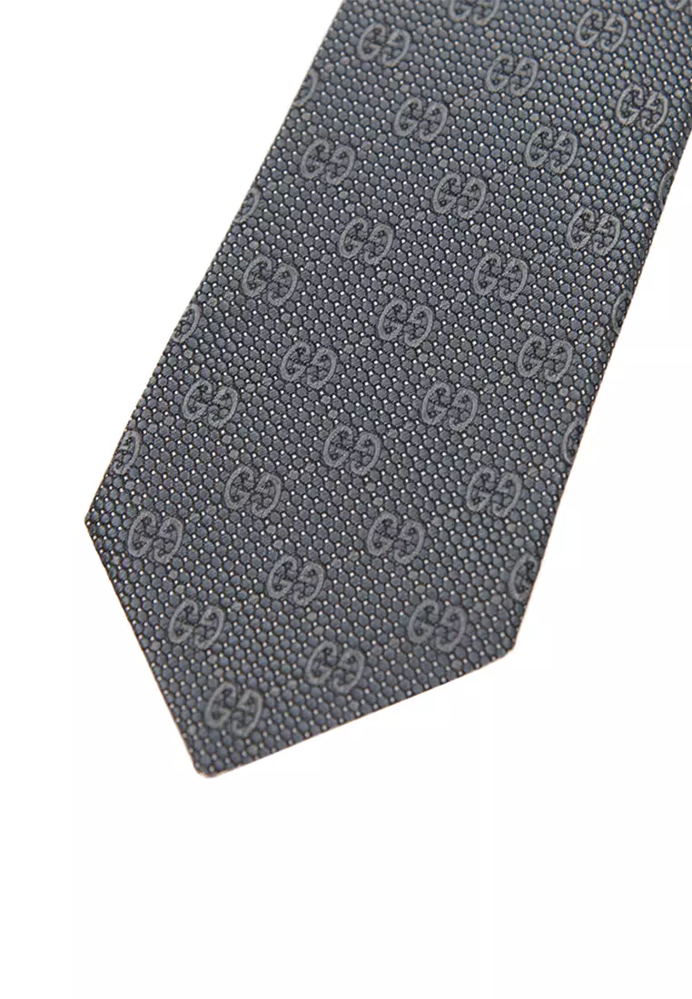 Buy Gucci GUCCI Signature Logo GGWEB Silk Tie Graphite 408865 2024 ...