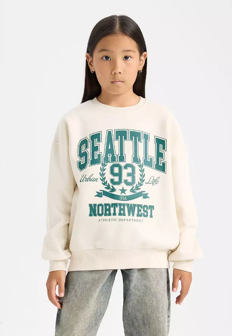 Relax Fit Crew Neck Printed Sweatshirt