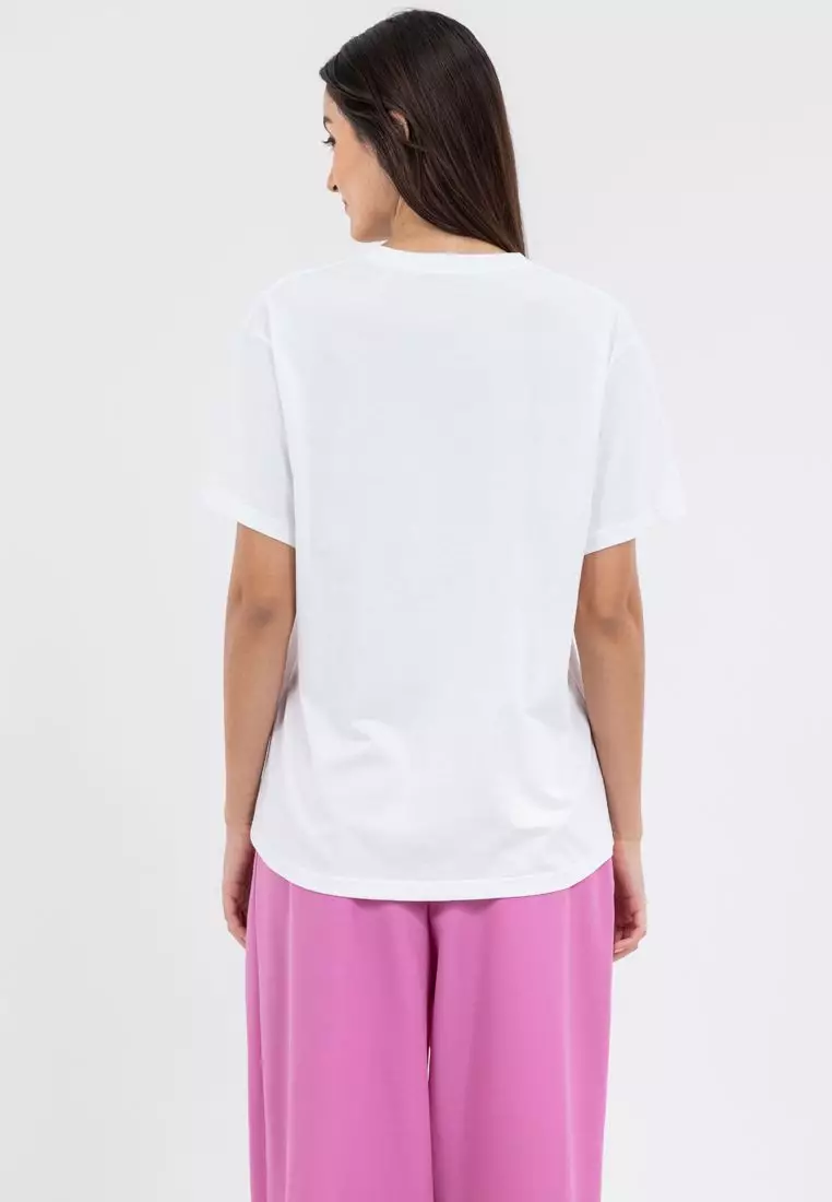 Tshirt Triple Flower_ White Pink