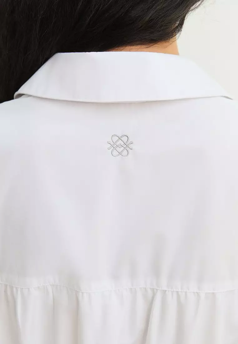 Belted Shirt Mini Dress - White