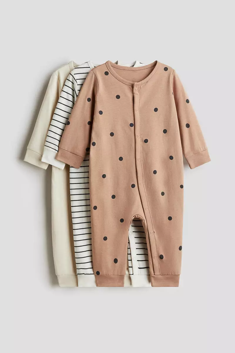 3-pack cotton sleepsuits