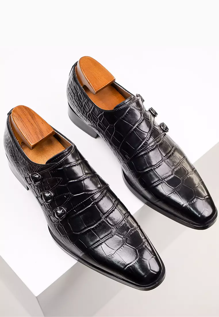 Alligator Pattern Leather Monk Strap Shoes MK5009-6
