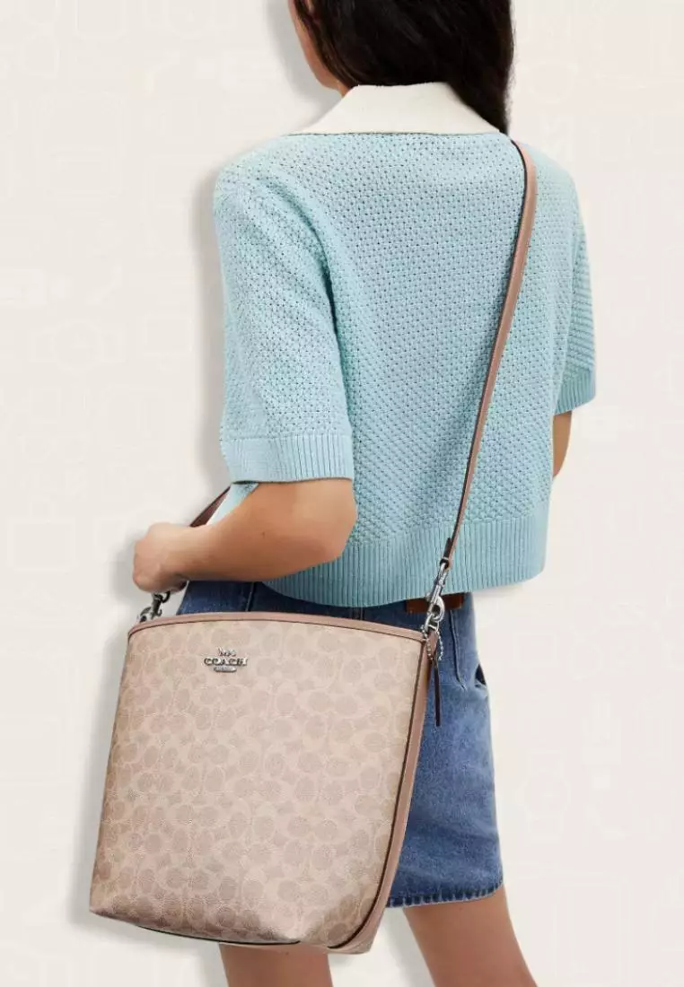 Coach City Large Bucket Bag In Signature Canvas Sand Taupe