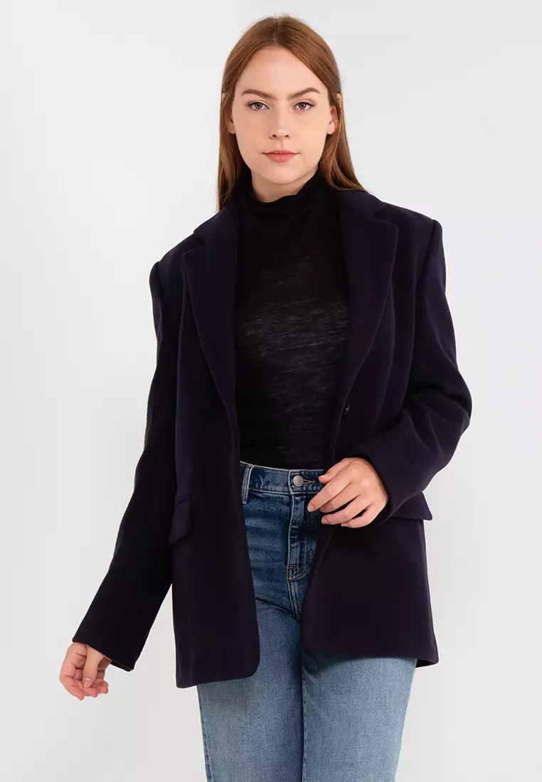 Wool blend oversized discount blazer other stories