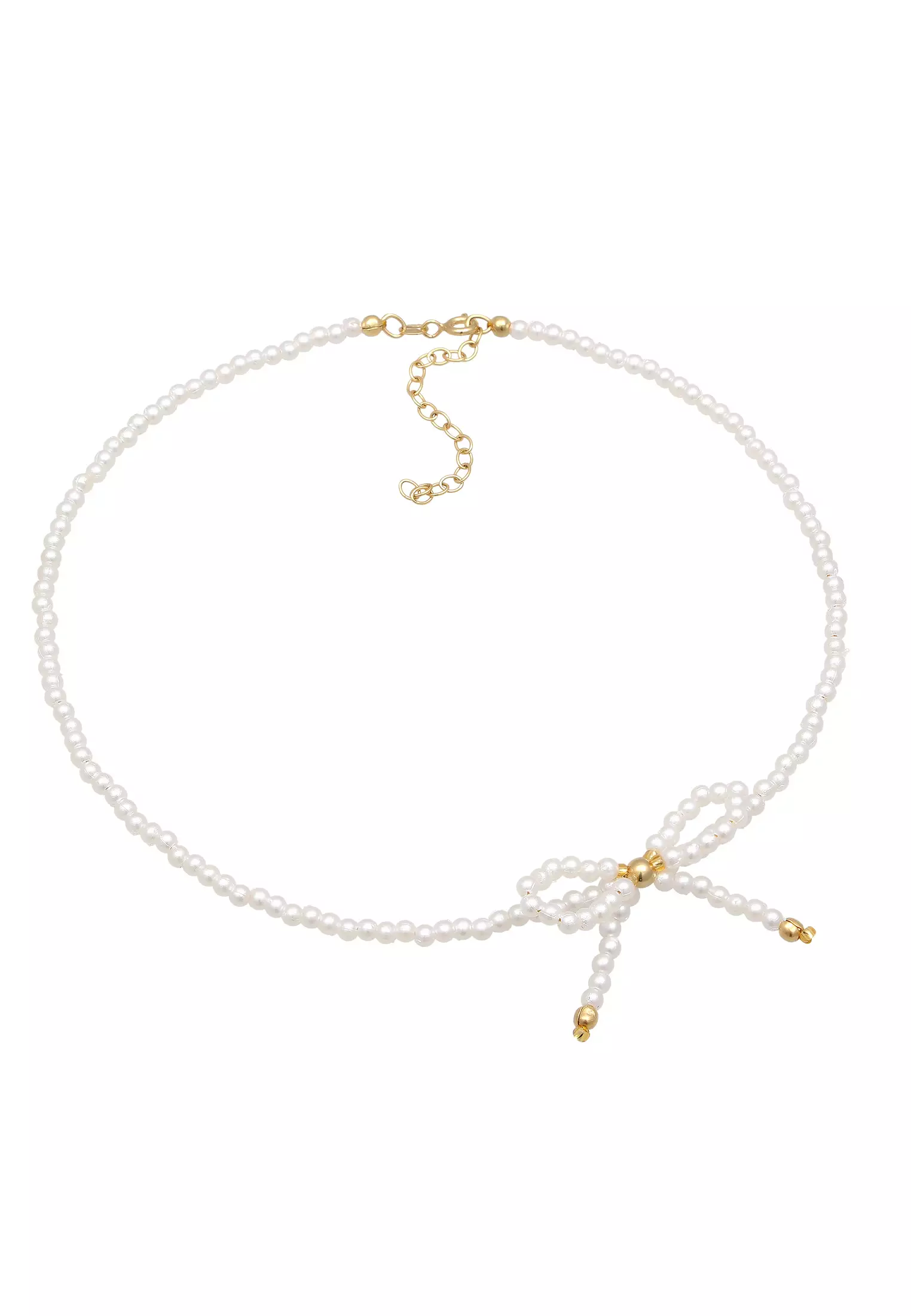 Necklace Choker Bow Trend Synthetic Pearls Gold Plated