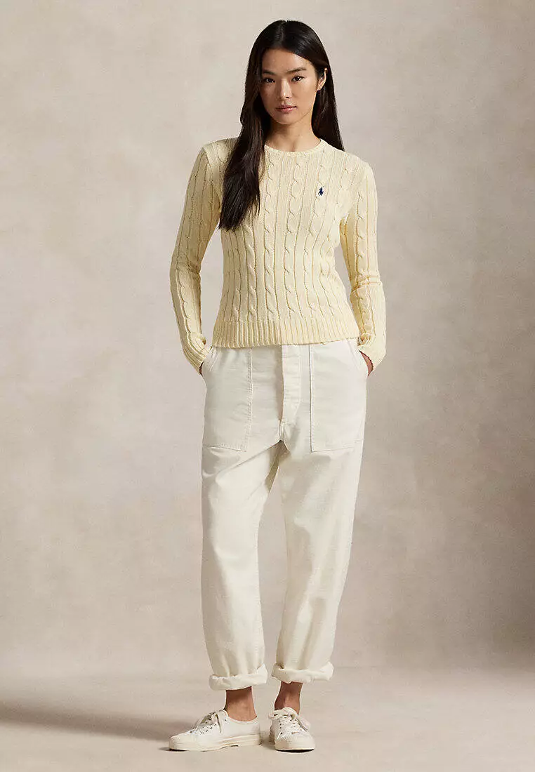 Cable-Knit Cotton Crewneck Sweater