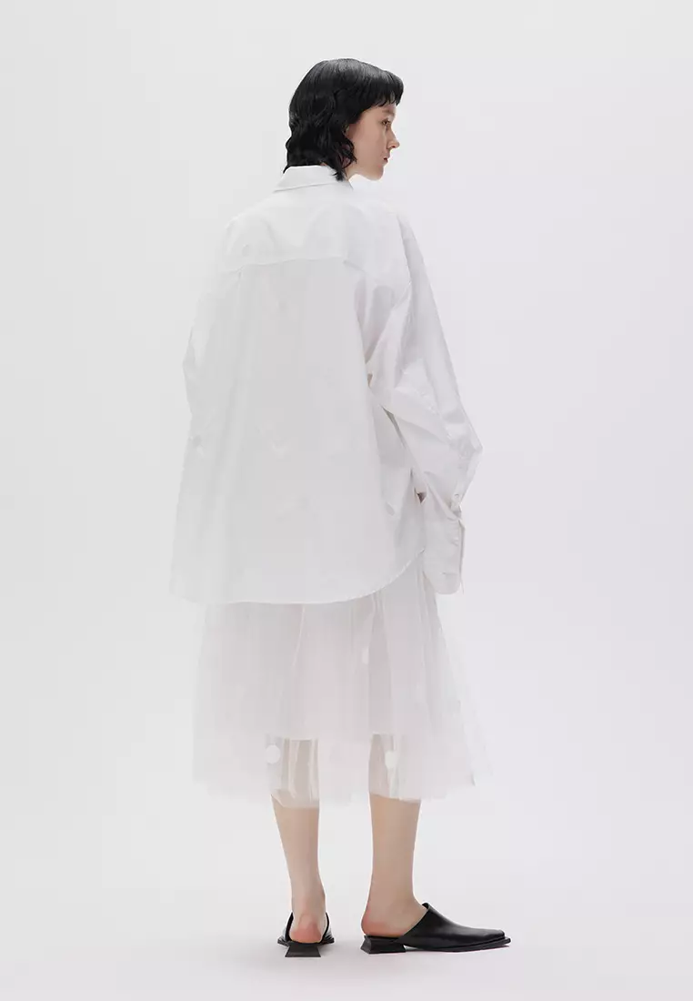 JNBY Women's Polka Dot A-Line Netted Skirt