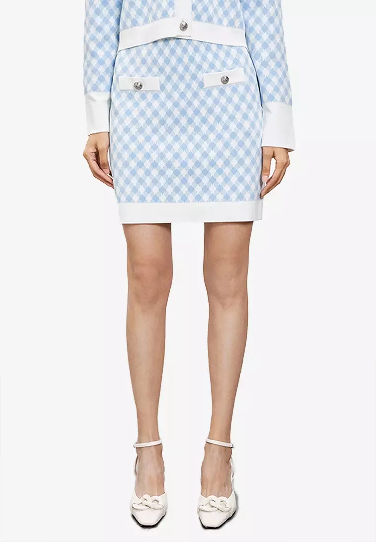 Tweed mini shop skirt with braces
