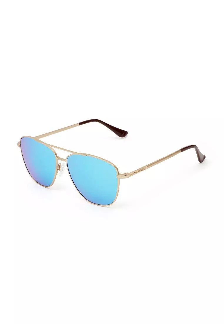 HAWKERS Gold Clear Blue LAX Sunglasses for Men and Women. UV400 Protection. Official Product Designed in Spain