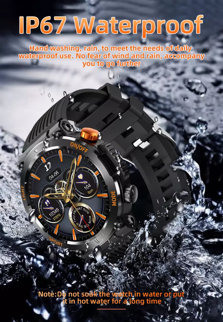 SmartWatch HT17 Anti Air Layar Terang 1.46'' Olahraga Monitor Detak Jantung Music Lampu LED Jam Tangan Pria green