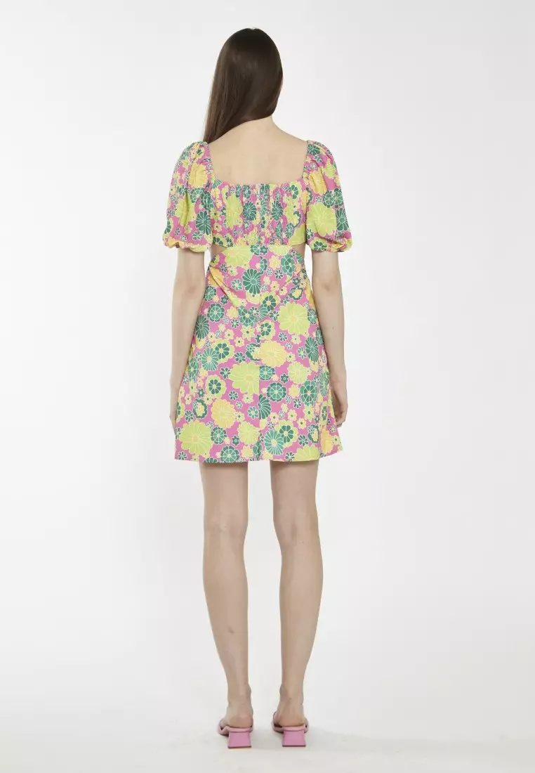 Square Neck Cut-Out Mini Dress