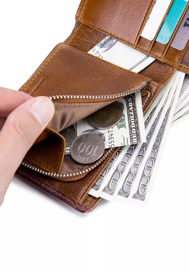 Buy ENZODESIGN Top Grain Leather Sporty Wallet With Zip Coin