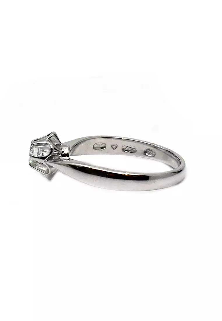 18K Italian Made White Gold Lady Ring with Diamonds