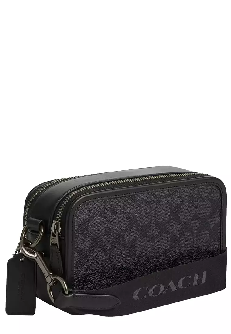 Wyatt Crossbody Bag In Signature Canvas in Charcoal/ Black CW365
