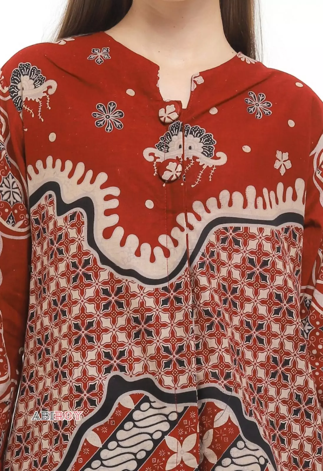 Blouse Batik Almanda Maron Premium Slimfit Elegant NLN