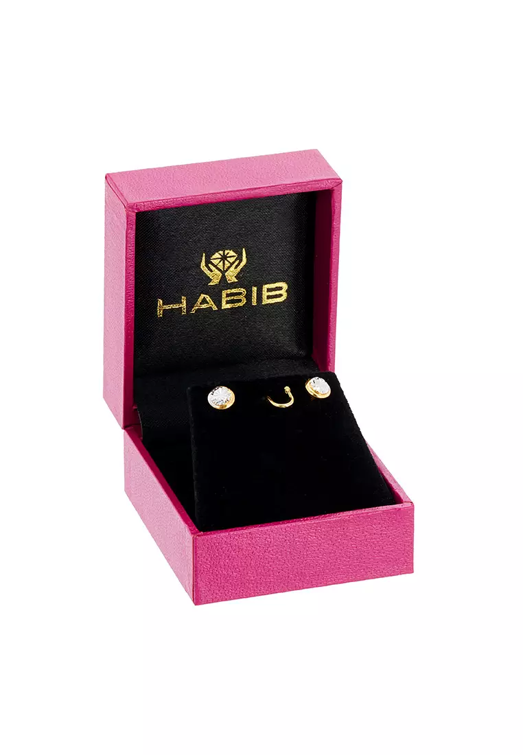 HABIB Oro Italia 916 Yellow and White Gold Earrings GE76370125-BI (22K Gold)