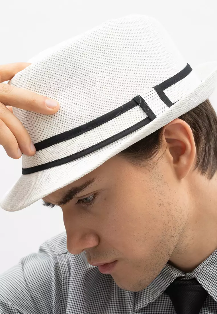 Houseofcuff Topi Fedora Cowboy Hat Fedora Ratan White