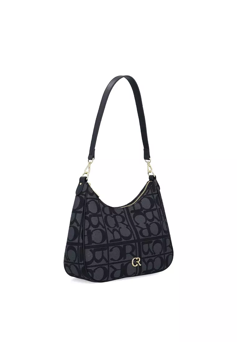 Carlo GEO Jacquard Shoulder Bag - Black