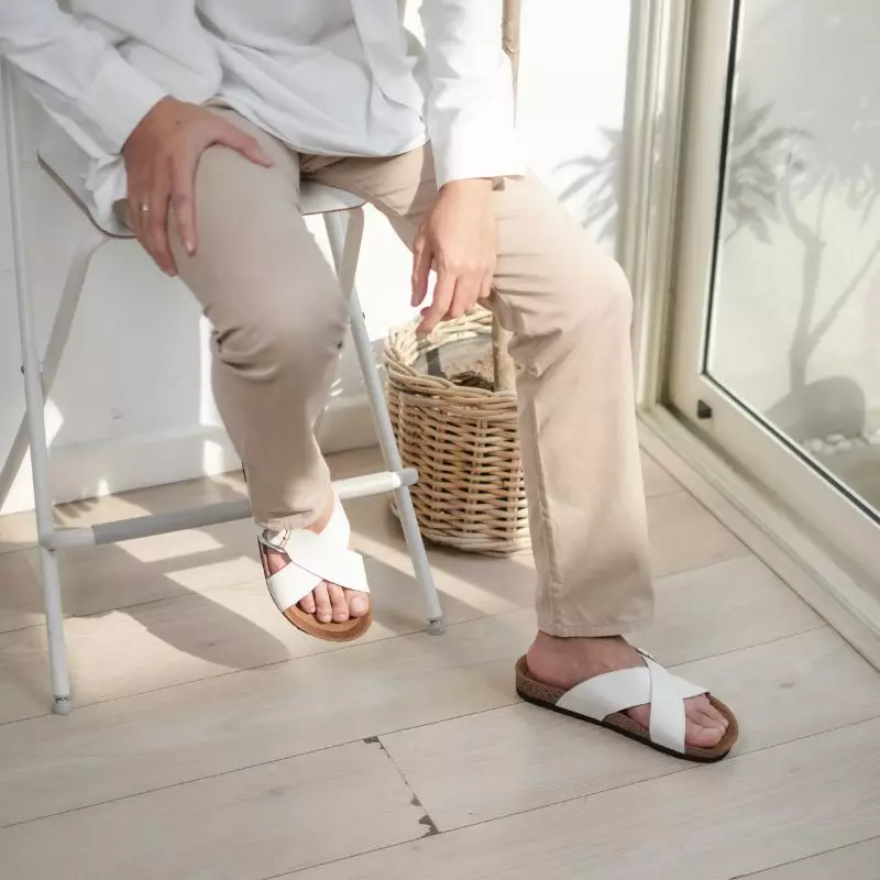 Cogen Sendal Kulit Pria Sandal Birken Vintage - Kastel White