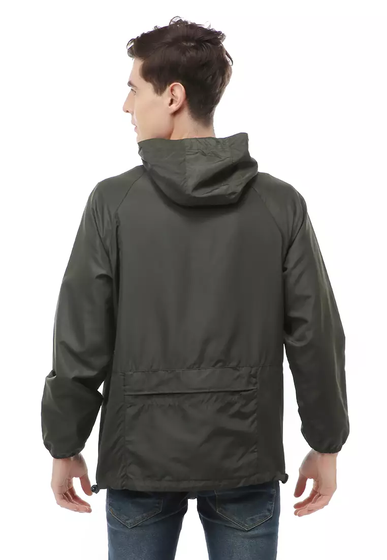 Clover Outerwear Jacket Hoodie Pria Jaket Olahraga Material Parasut ORIGINAL - Army