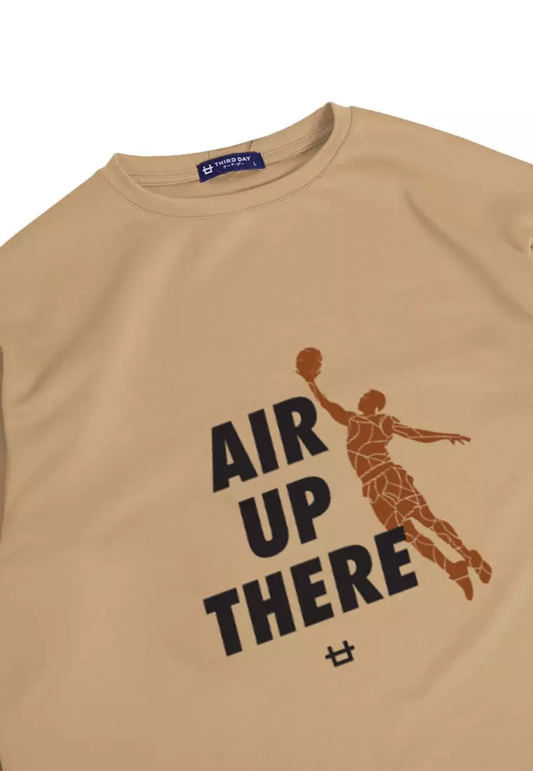 MTQ07 kaos basket basketball t shirt oversize bahan tebal scuba air up there khaki