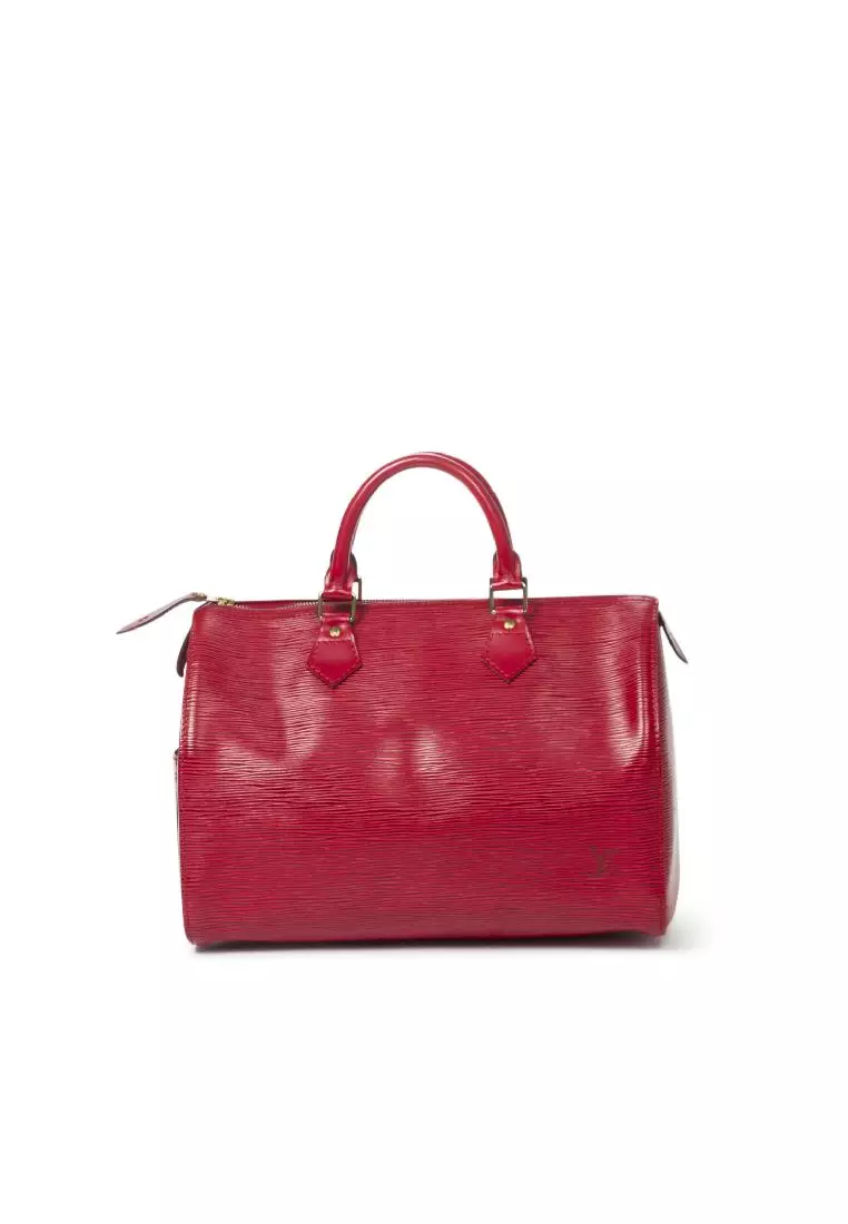 Louis Vuitton Red Epi Leather Speedy 35 Handle Bag Louis Vuitton