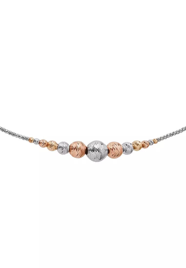 TOMEI Dual-Tone Sparkling Balls Bracelet, White+Rose Gold 585 (X3DCBCB203143-III/5)