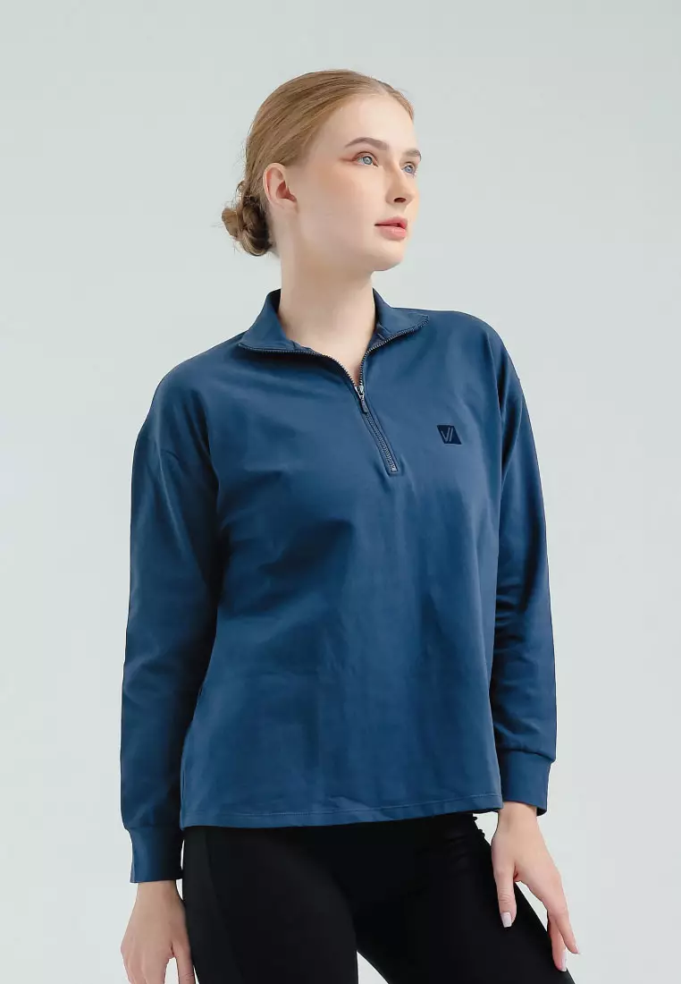 Havel Half-Zip Sweater Olahraga Wanita - Navy