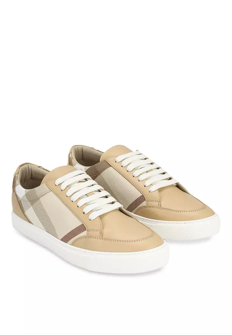 Burberry check leather outlet sneakers