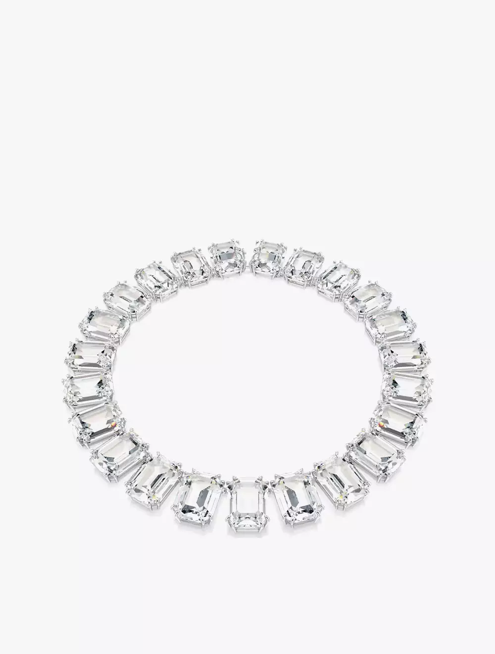 Millenia Tennis necklace, Oversized crystals, Octagon cut, White, Rhodium plated
