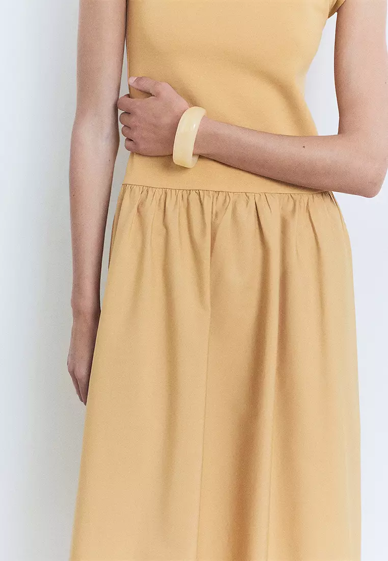 Combined Fabric Midi-Dress