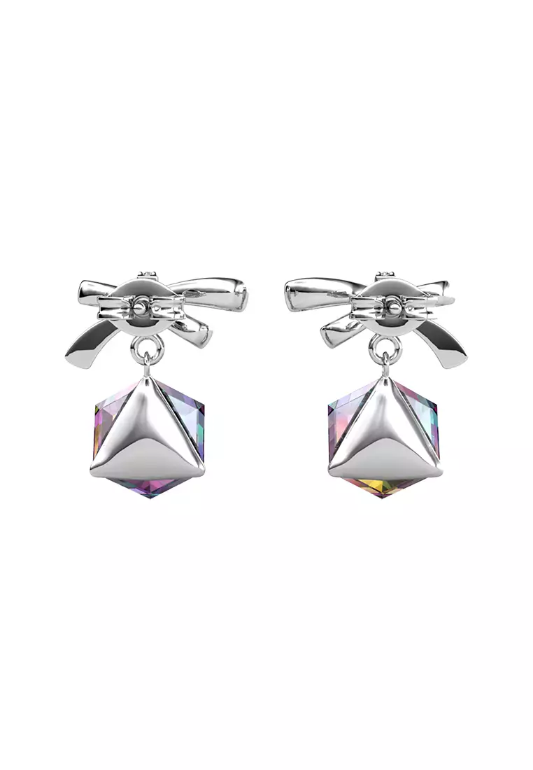 Posie Cube Earring WG AB Rainbow Crystal - Anting Crystal by Her Jewellery