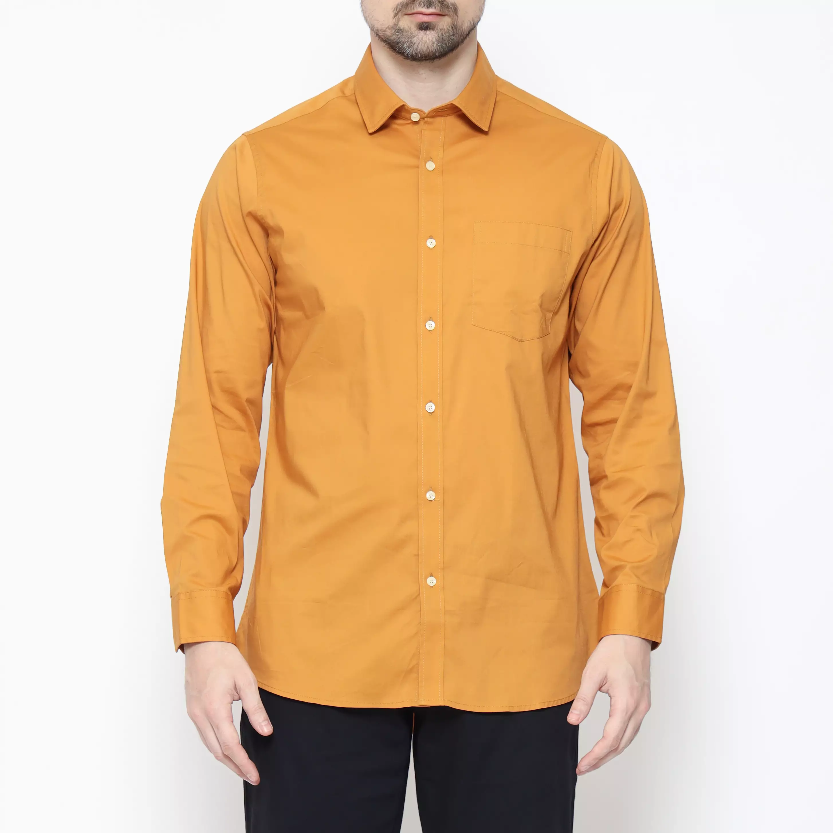 Lawell Kemeja Pria Slim Fit – Formal & Casual Warna Ginger – Cotton Garbadin – ALCEO-MLSF