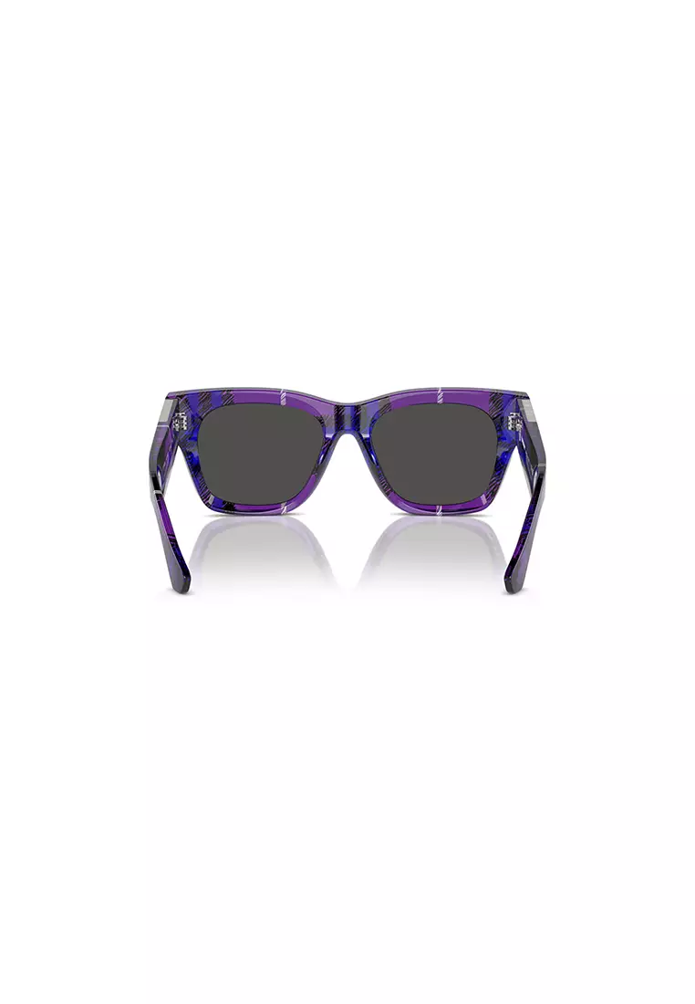 [Buy 1 Gift 3] Women's Square Frame Check Violet Acetate Sunglasses - BE4424