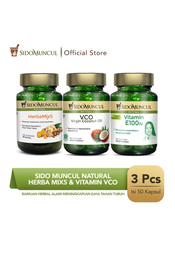 Sido Muncul Natural Herba Mix5 + Virgin Coconut Oil + Vitamin E100 IU