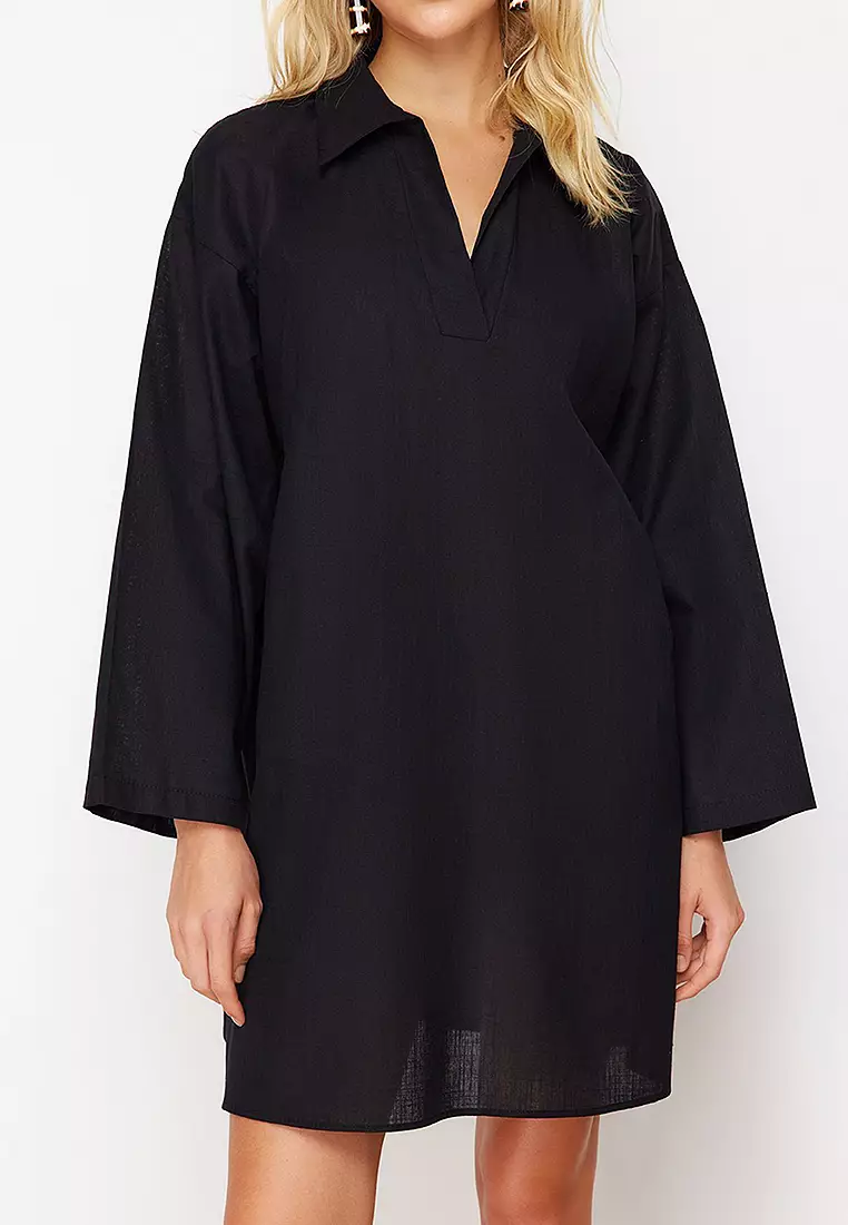 Cotton Slit Oversized Beach Mini Dress