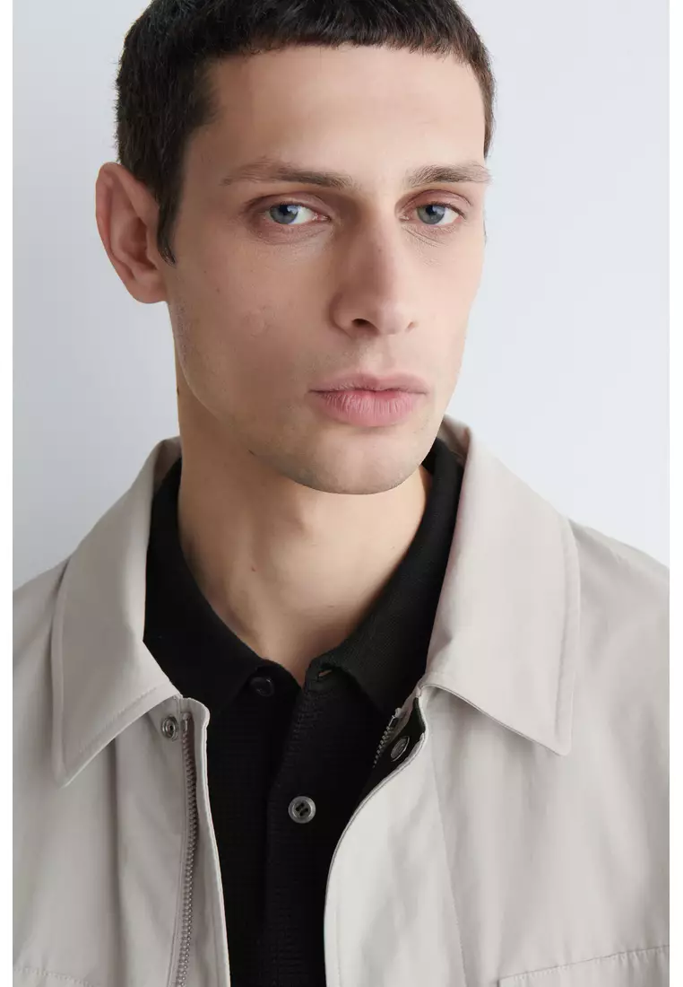 WAFFLE-KNIT COTTON POLO SHIRT