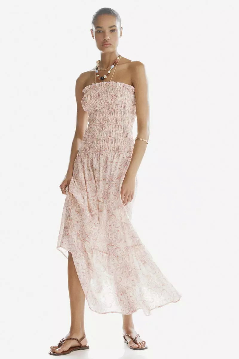 Smocked bandeau dress