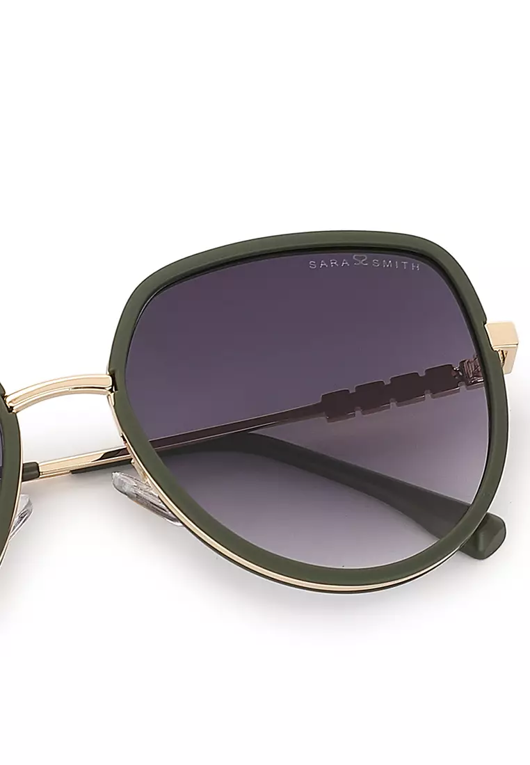 Unisex Fashion Sunglasses (Kacamata Hitam) - Hitam / Abu-Abu / Hijau